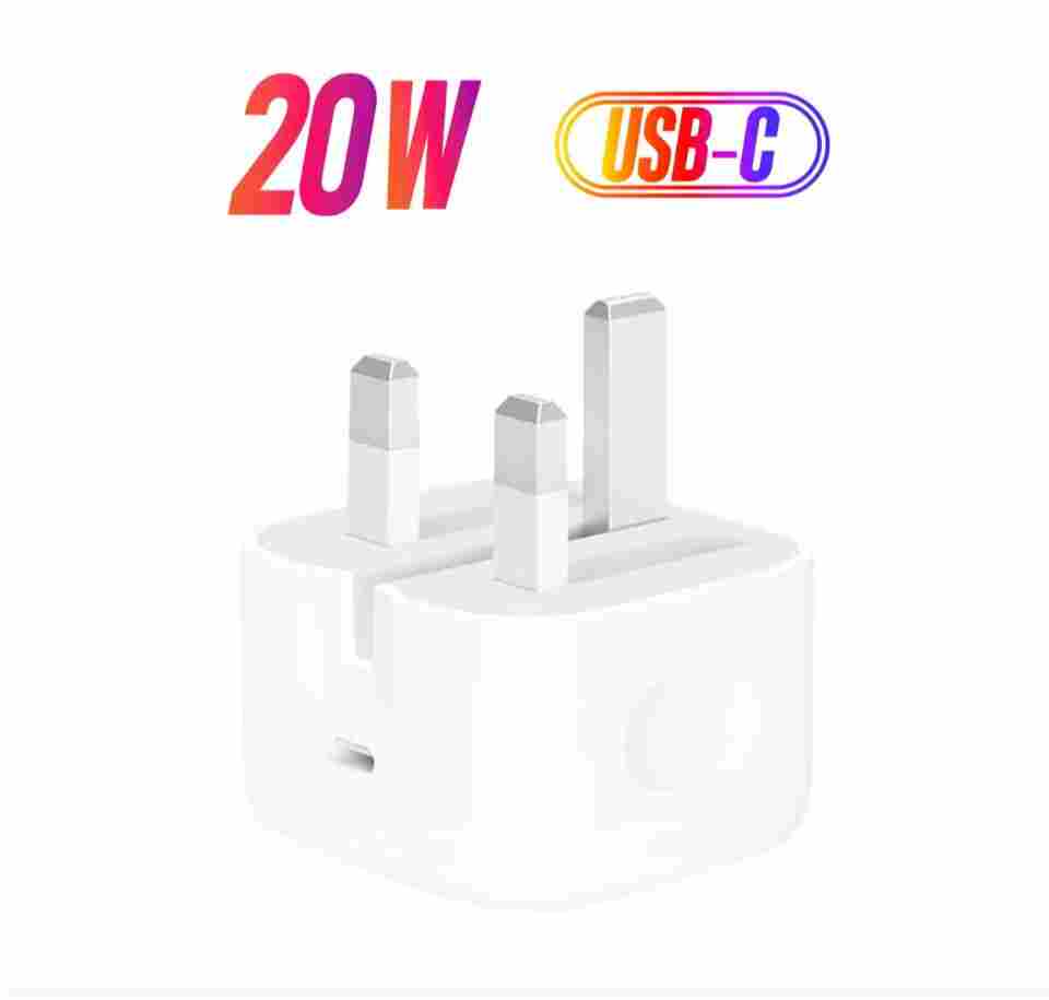20W USB-C 3-Pin Power Adapter / Original iPhone Charger - White