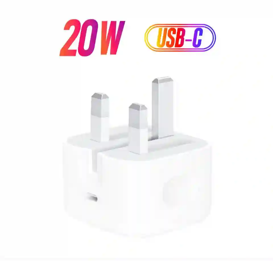 20W USB-C 3-Pin Power Adapter / Original iPhone Charger - White